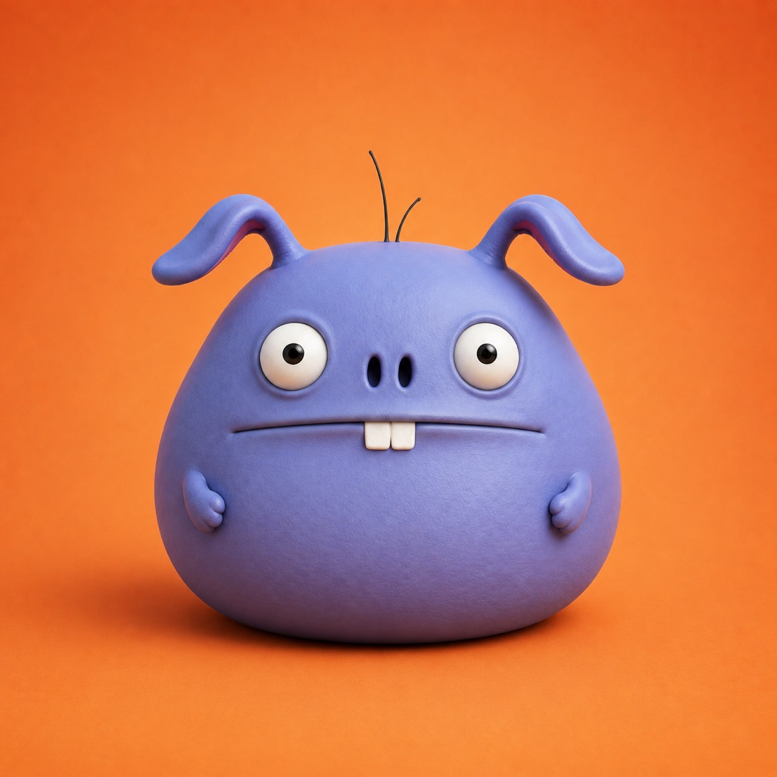 bwab, a round periwinkle creature with floppy ears and two front teeth